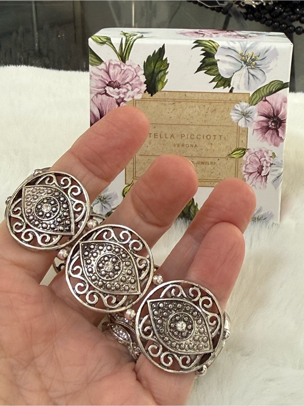 Silver-Tone Filigree Link Bracelet - Silver
